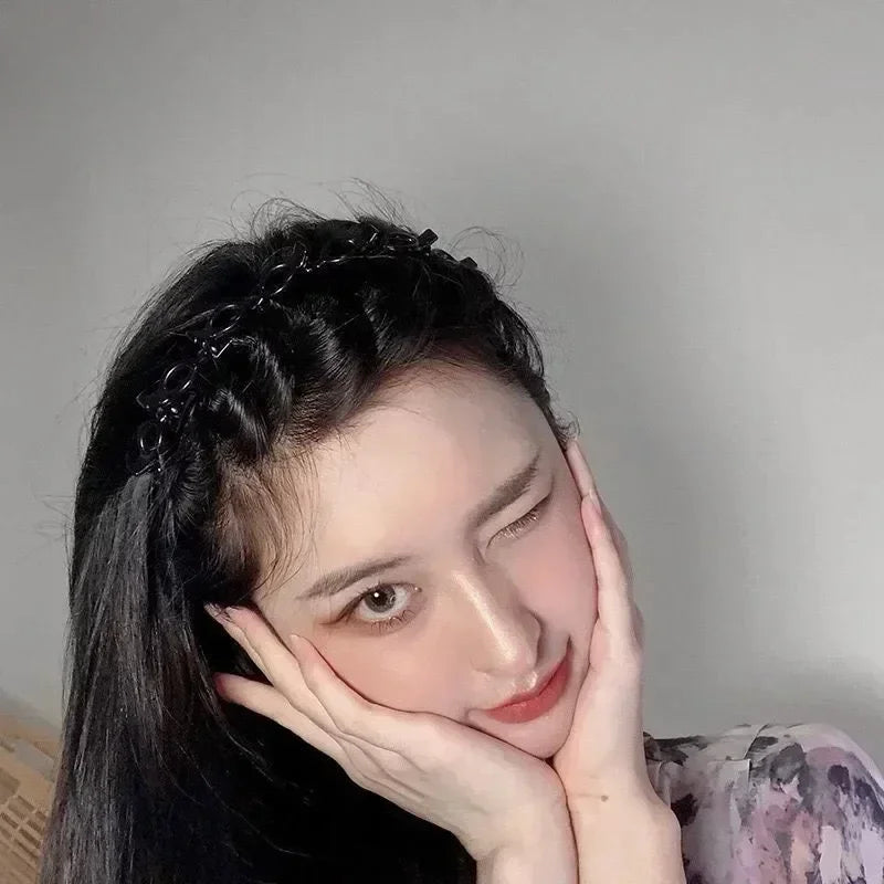 New Double Band Headbands for Women Hairstyle Fashion Non-Slip Hair Bands with Clips  Bezel Hair Hoop Hair Headwear 머리띠