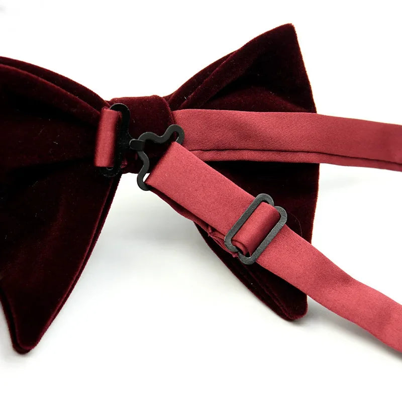 Men's Business Bow Tie Velvet  Royal Blue Burgundy Double Deck Big Bowtie Fashion New Mens Wedding Horns Bowties Gifts for Men