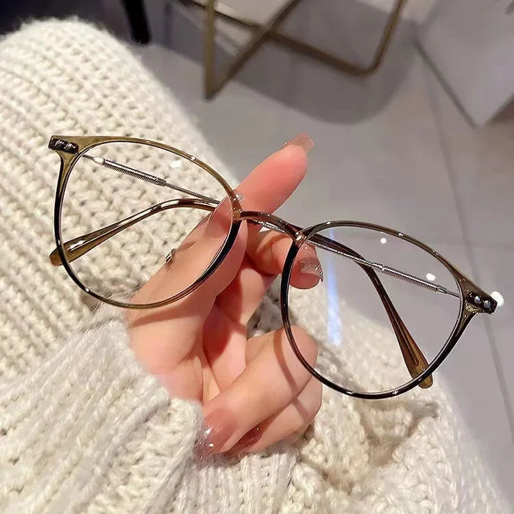 Round Blue Light Blocking Short Sighted Eyewear Luxury Ladies Myopia Glasses Unisex Fashion Women's Minus Sight Eyeglasses -4.0