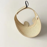 Lovely Bear Ears Empty Top Hat Baby Straw Cap Children Long Brim Sun Visors Kids Adjustable Summer Beach Bonnet Boy Girl Props