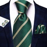 Hi-Tie Dark Green Psialey Silk Elegant Tie For Men Groom Wedding Men Necktie Pocket Square Cufflink Accessory Wholesale Designer