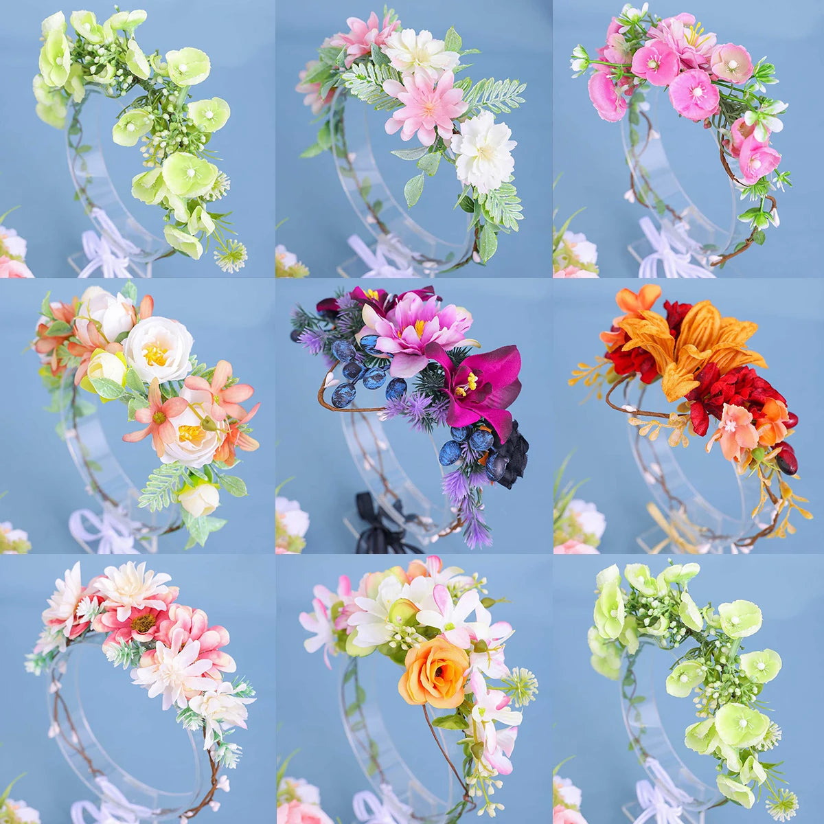 Fashion Flowers Handmade Headbands For Bride Women Leaves Hairbands Wreath Wedding Hair Accessories
