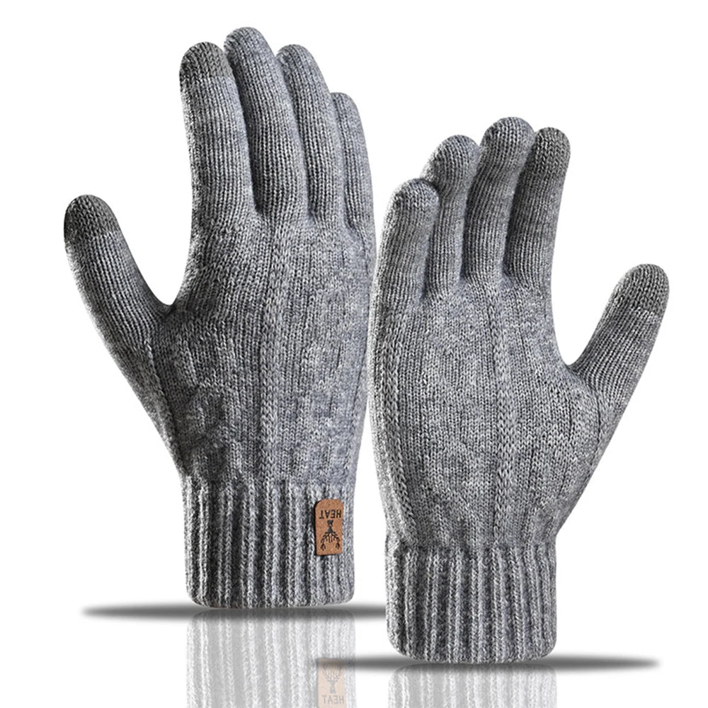 Winter Warm Gloves for Men and Women, Touchscreen Thickened Knitted Gloves, Outdoor Cycling Sports, Cold resistant Gloves
