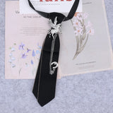 Hand Made Black Ribbon Tie Crystal Rhinestone Jewelry Men White Shirts College Girl Boys Collar Neck Ties Uniform Women Necktie