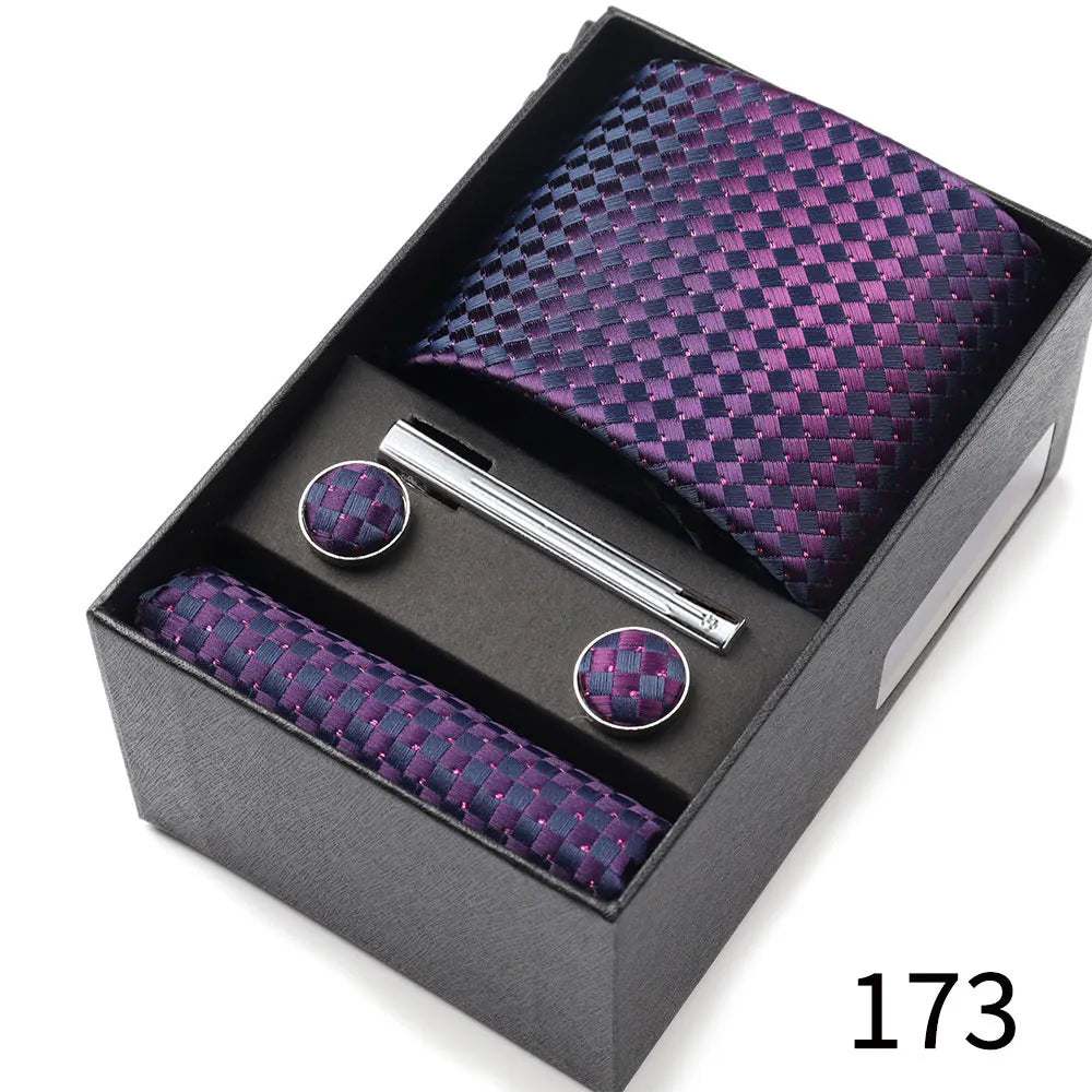 Men's Tie Gift Box With Neckties Handkerchiefs Cufflinks Tie Clips 6-Piece sets Group Business Wedding Festival Formal Ties