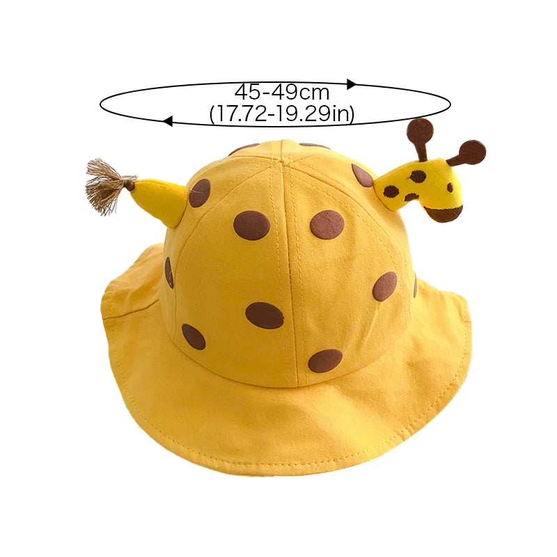 Cartoon Giraffe Baby Fisherman Cap Cute Deer Bucket Hat for Toddler Boy Girl Summer Soft Cotton Kids Sun Visor Hats
