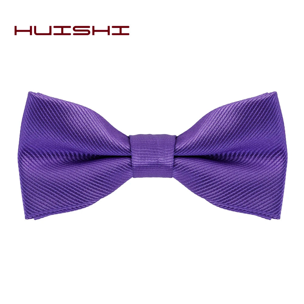 HUISHI Bow Ties For Men Solid Stripe Black Pearl White Bowtie Elegant Mans Bussiness Wedding Party Accessories Butterfly Bow