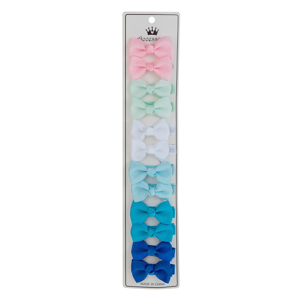 12Pcs/Lot 4.5cm Solid Grosgrain Ribbon Bowknot Kids Hair Clips Handmade Bows Baby Girls Barrettes Hairpins Photo Props Gift Set