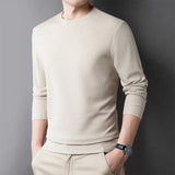 2024 Men's Casual Fashion Long Sleeved Round Neck T-shirt Waffle Comfortable Top