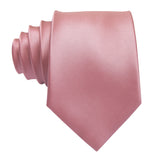 Hi-Tie Designer Dusty Pink Solid Silk Wedding Tie For Men Hankerchief Cufflink Set Gift Men Necktie Fashion Business Party