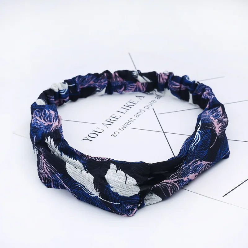 Women Headband New Fashion Hair Bands Bohemian Cross Elastic Hair Band For Ladies Black Purple Female Head band Hair Accessories