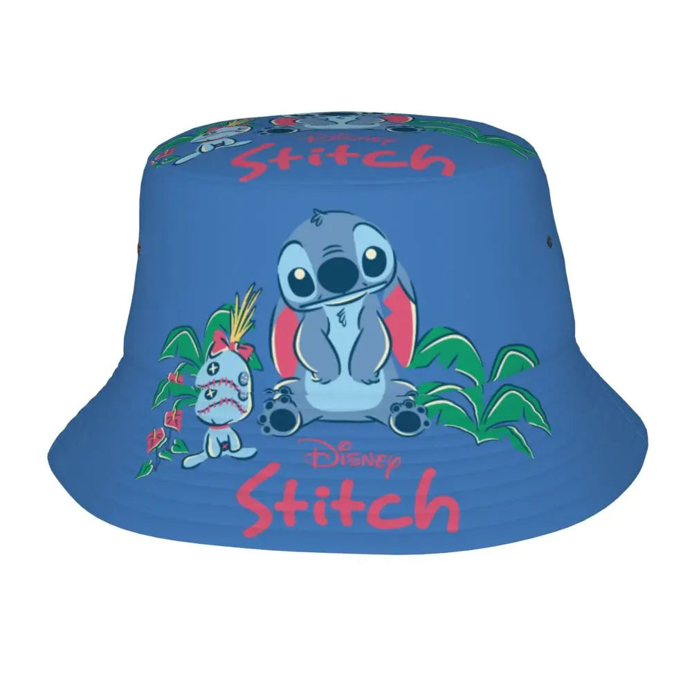 Unisex Kawaii Bucket Hats Funny Stitch Cartoon Accessories Bob Hat For Beach Headwear Lightweight