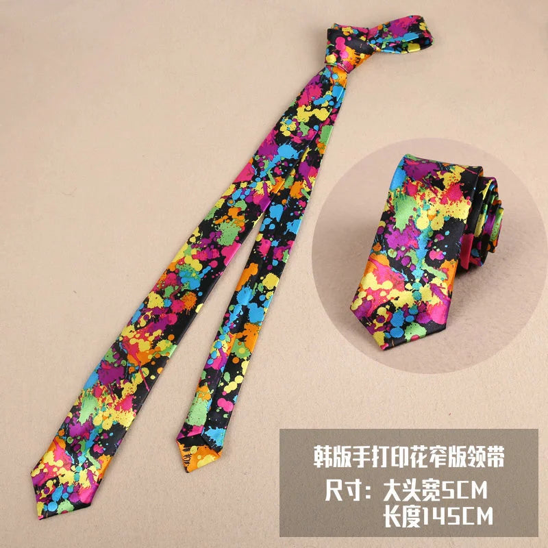 5cm Musical Note Printed Tie College Students Narrow Neckties Leopard Check Performance Ties For Men Daily Neckwear Gravata Gift