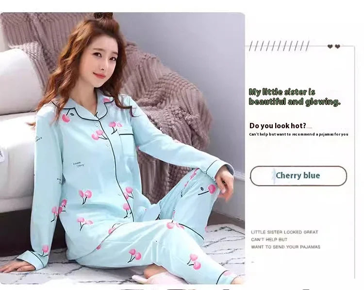 Women's Pajamas Set V-Neck Button down Top and Trousers Sleepwear Homewear Casual Nightwear Loungewear Autumn Winter Two-Piece