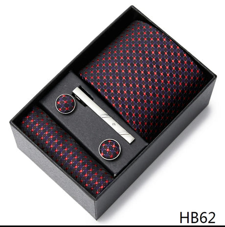 2023 New Style Wedding Gift Tie Pocket Squares Set Necktie Box Men Solid Black Suit Accessories Fit Wedding