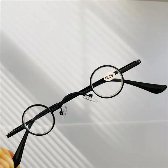 cubojue small round reading glasses +100 +150 +200 +250 +300 glass lens narrow nerd spectacles eyeglasses frames
