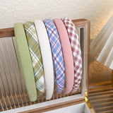 Spring Summer Women Colorful Head Hoop Princess Girls Sweet Plaid Cloth Headbands for Children Daily Headpiece Hair Accessories