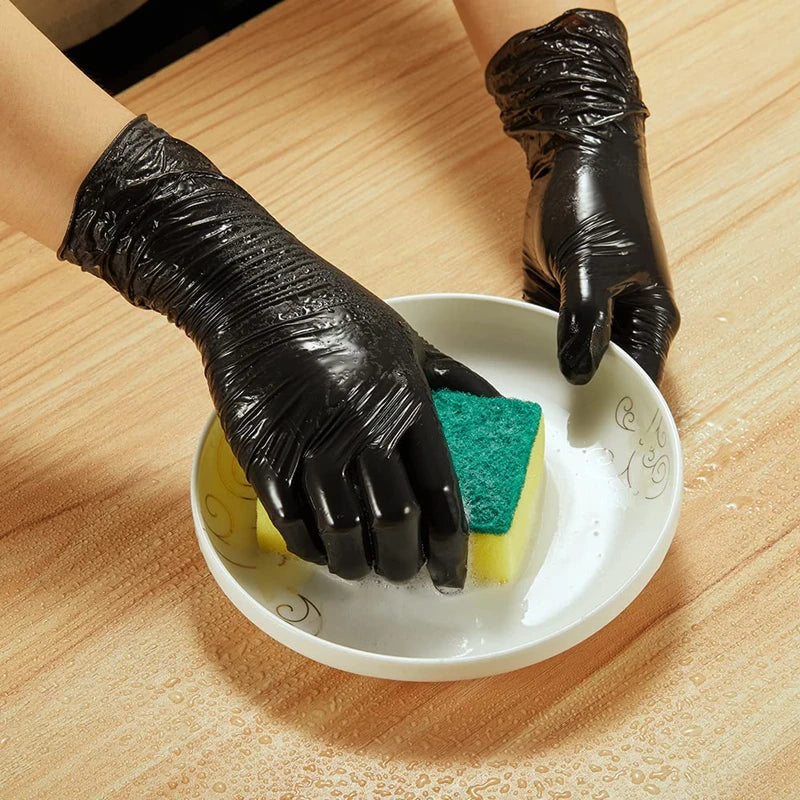 Black Nitrile Disposable Gloves 20/100PCS Latex & Powder Free Non-Sterile Cleaning Gloves for Cooking Household Mechanic Tattoo