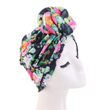 African Print Turban for Women New Fashion Pre-Made Top Knot Head Wraps Flower Stretch Hijab Ladies Party Wedding Headdress