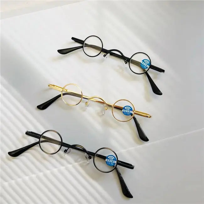 cubojue small round reading glasses +100 +150 +200 +250 +300 glass lens narrow nerd spectacles eyeglasses frames