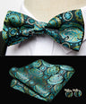 HUISHI Classic Blue Bowties For Men  Paisley Floral Bow Tie Pocket Square Cufflinks Suit Set Wedding Party Plaid Solid Butterfly