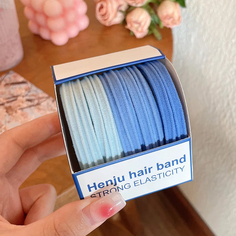 Nylon Rubber High Elastic Hair Bands Hair Ties Women Girls Candy Basic Ponytail Holder Scrunchies Gum Ropes Hair Accessories Set