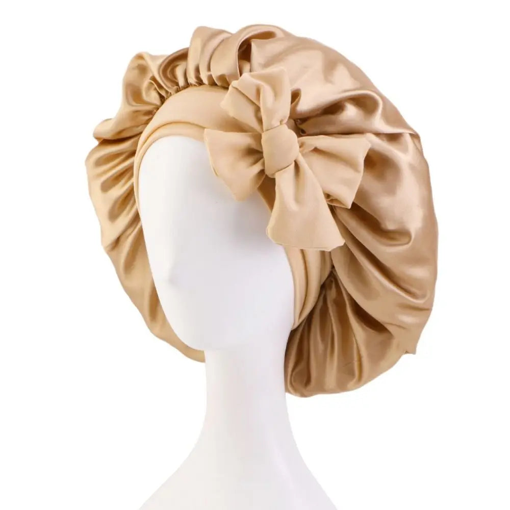 Turban Bonnet Sleeping Cap Headwear Satin With Headband Silk Nightcap Wide Band Hair Care Sleep Hat Women Children