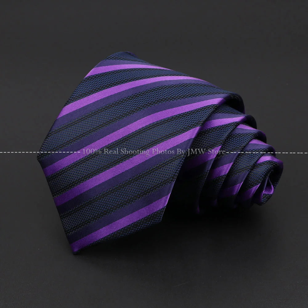 New Design Wedding Men Tie Purple Solid Striped Paisley Flower Neckties Men Business Dropshipping Groom Collar Accessories Gift