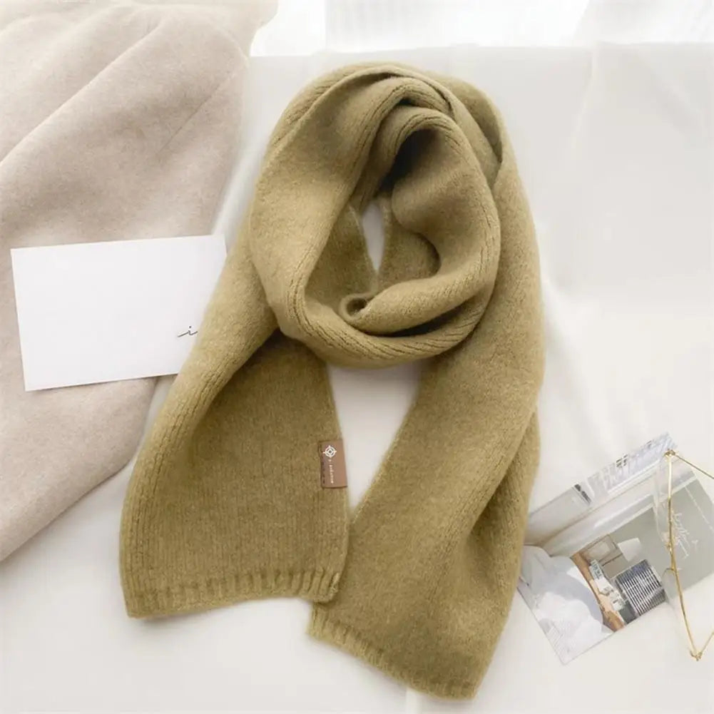 Cashmere-like Scarf Wool Blend Scarf Cozy Knitted Unisex Fall Winter Scarf for Women Men Thickened Solid Color Warm for Weather