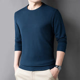 2024 Men's Casual Fashion Long Sleeved Round Neck T-shirt Waffle Comfortable Top