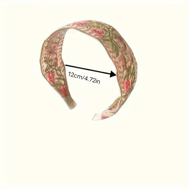 3Pcs Bohemian Embroidered Floral Headbands Wide Band Hair Accessories Vibrant Multicolor Flowers High-Quality Fabric for Women