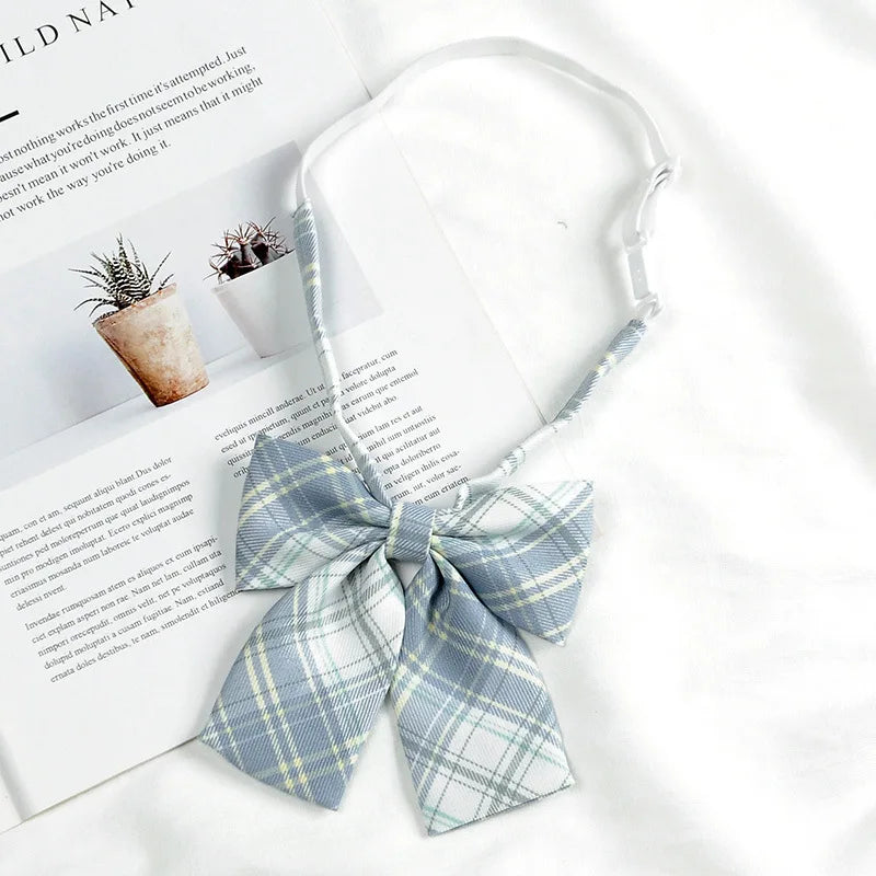 Fashion JK Bowtie Women College Student Collar Tie Cotton Plaid Bowknot Lolita Girls Adjustable Butterfly Anime Cosplay Cravat
