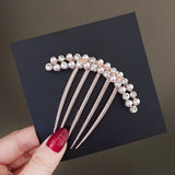 Elegant Pearl Hair Combs Hairpin Women Luxury Crystal Bun Decor Wedding Bridal Hair Claw Clips Hair Jewelry Accessories