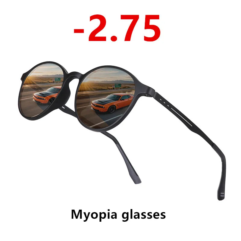 Ultralight Titanium Small Round Frame Men Anti-blue light Myopia Glasses Sunglasses Trend Wild Nearsighted Sun Glasses -1.0~-6.0
