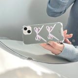 Fashionable INS Mirror Pink Ribbons Girly Chic Case for iPhone 15 14 13 Pro Max Plus Back Phone Cover for 12 11 Pro Max Capa