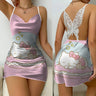 Mini Dress Pajama Skirt Hello Kitty Sexy Dresses Off Shoulder Bow Knot Satin Surface Womens Fashion Summer 2024 Short Party Lace