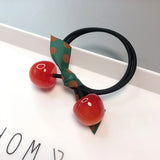 Cute Cherry Elastics Hair Ties for Girls Colorful Polka Dot Bow Knot Hair Rope Ponytail Holder Hair Accessories for Women