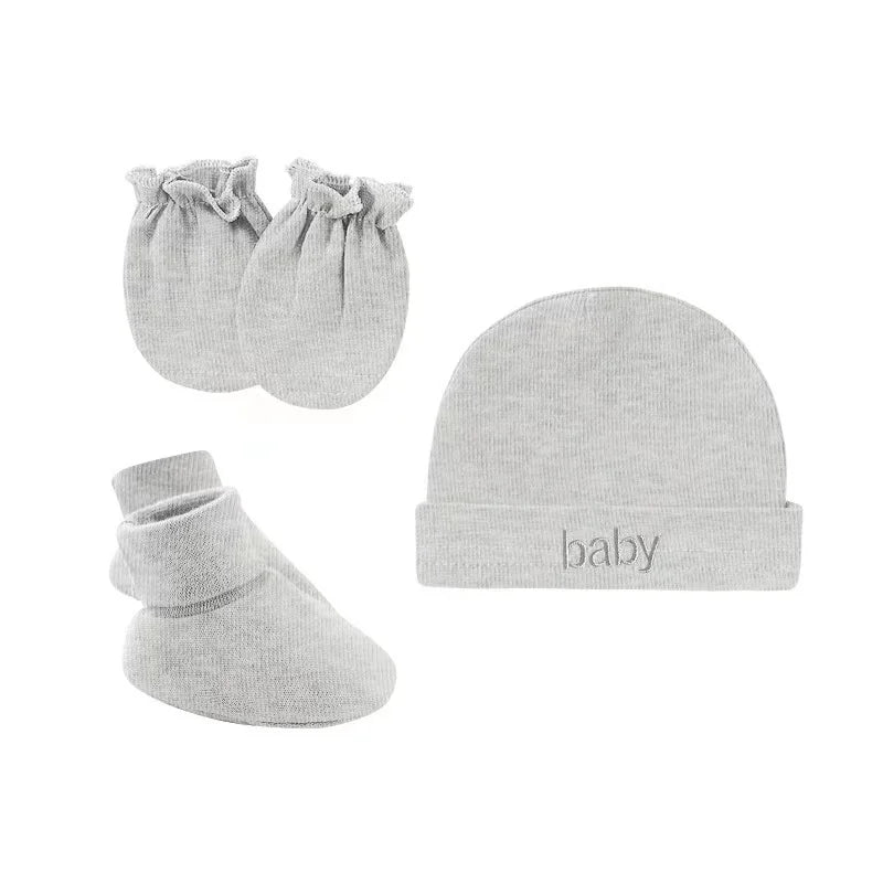 Newborn Hat+Gloves+Socks Set for Baby Boy&Girl Cotton Fall Casual Photography Props Soft Headwear Infant Nightcap Fashion