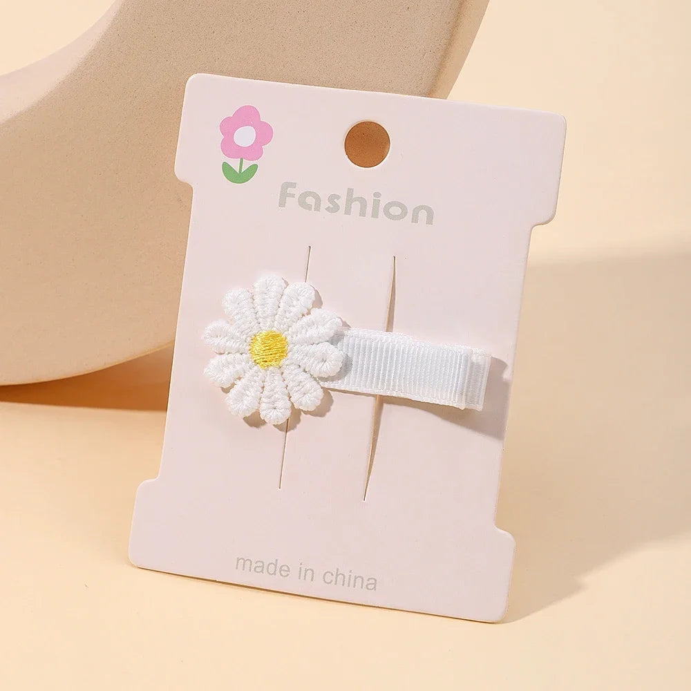 1pcs Ins Daisy Flower Hair Clips Baby Girl Hairpins for Kids Lace White Barette Princess Hooks Infant Accessories Korean