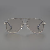 Anti Blue Light Lenses Titanium Eyeglass Frame Rectangular Full Frame Fashionable Carved Optical Prescription Glasses Unisex