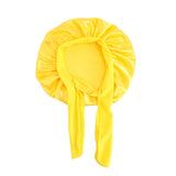 Solid Satin Silk Bonnet with Band Tie Baby Sleep Cap Bowknot Kids Baby Night Sleep Cap Beanies Girl Makeup Cap Children Nightcap