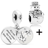 Buipoey 2pcs/lot Christmas Red Cane Gingerbread Man Charm Snowman Santa Beaded Sock Pendant DIY Beacelets jewelry Accessory Gift