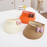 Lovely Girl Baby Summer Straw Hat Casual Bowknot Sun Visor Caps Outdoor Beach Top Sunscreen Empty Hats Cute Baseball Caps