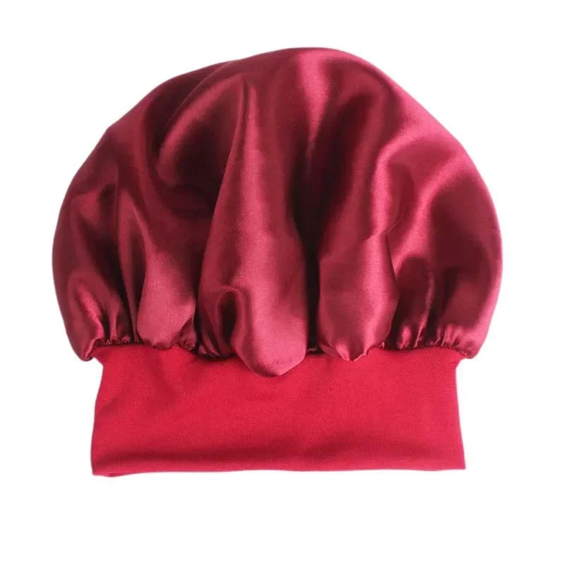 Hair Bonnet for Sleeping Silk Nightcap Satin Elastic Narrow Brim Shower Cap Round Hat Home Hair Care Cap Satin Bonnet