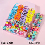 120PCS Hair Accessories Set For Girls Colorful Bowknot Hair Band Children Ponytail Holder Hair Ties Kids Elastic Rubber Bands