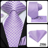 Hi-Tie Purple Lilac Floral Striped Silk Elegant Tie For Men Groom Wedding Men Necktie Pocket Square Cufflink Accessory Wholesale