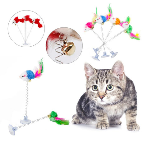 1pc Cat Toy Stick Feather Wand With Bell Mouse Cage Toys Plastic Artificial Colorful Cat Teaser Toy Pet Supplies Random Color