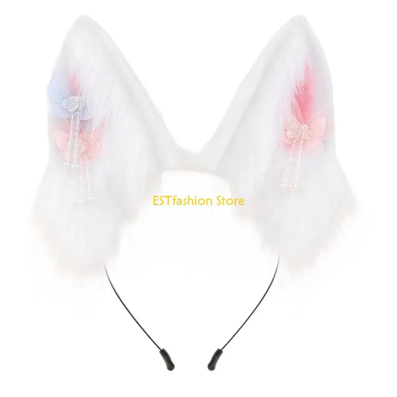 Y5GC Bendable Cats Ear Hairband Plush Animal Ear Hairband For Anime Enthusiasts Roleplay and Halloween Party DressingUp Props