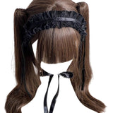 Gothic Headbands for Women Subculture Headband Gothic Bow White Headwear Cosplay Maid Flouncing Photo Props