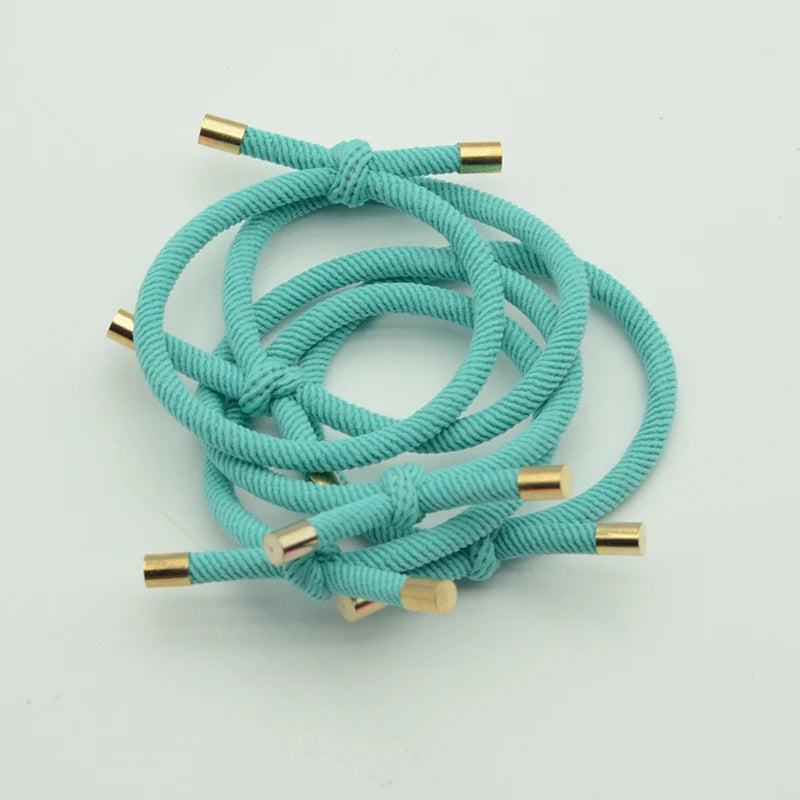 10PCS 5mm Knotted Twilled Elastic Hair Bands Golden Ends Hair Ties for fashion girls elasticity ponytail holders hair scrunches
